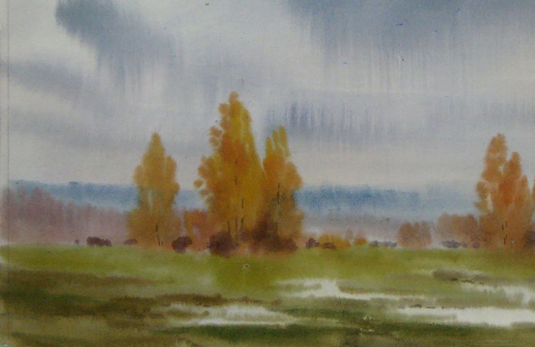 Watercolor painting Rainy weather Kalebets Valery - 4