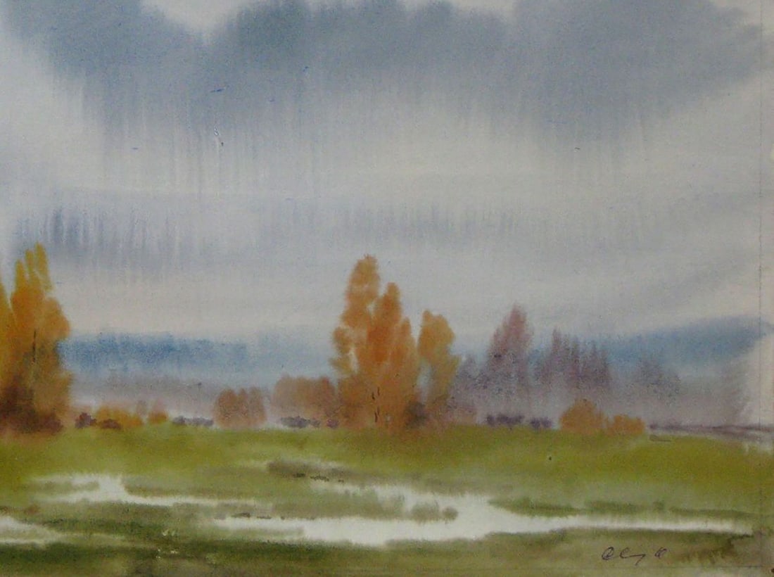 Watercolor painting Rainy weather Kalebets Valery - 5