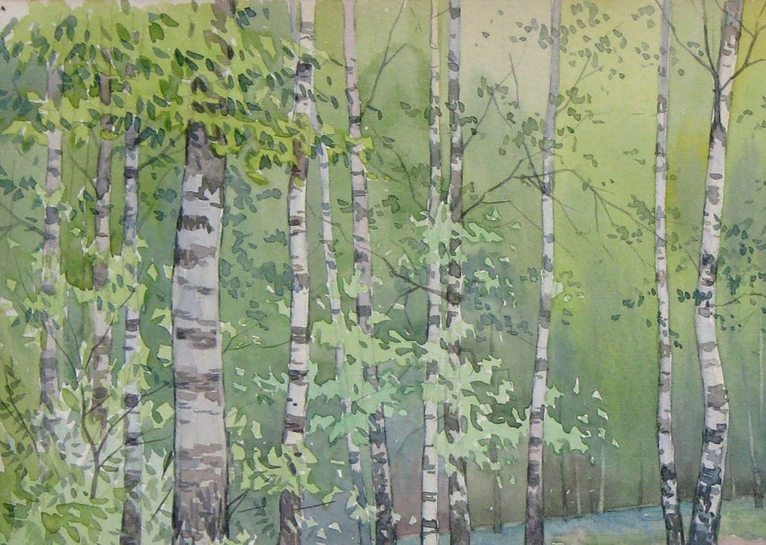 Watercolor painting Forest sketch Kalebets Valery - 2