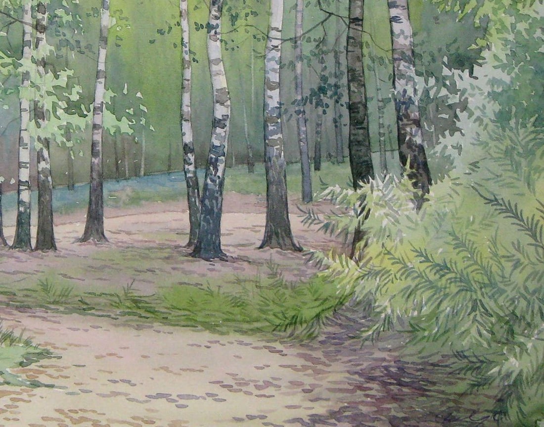 Watercolor painting Forest sketch Kalebets Valery - 5