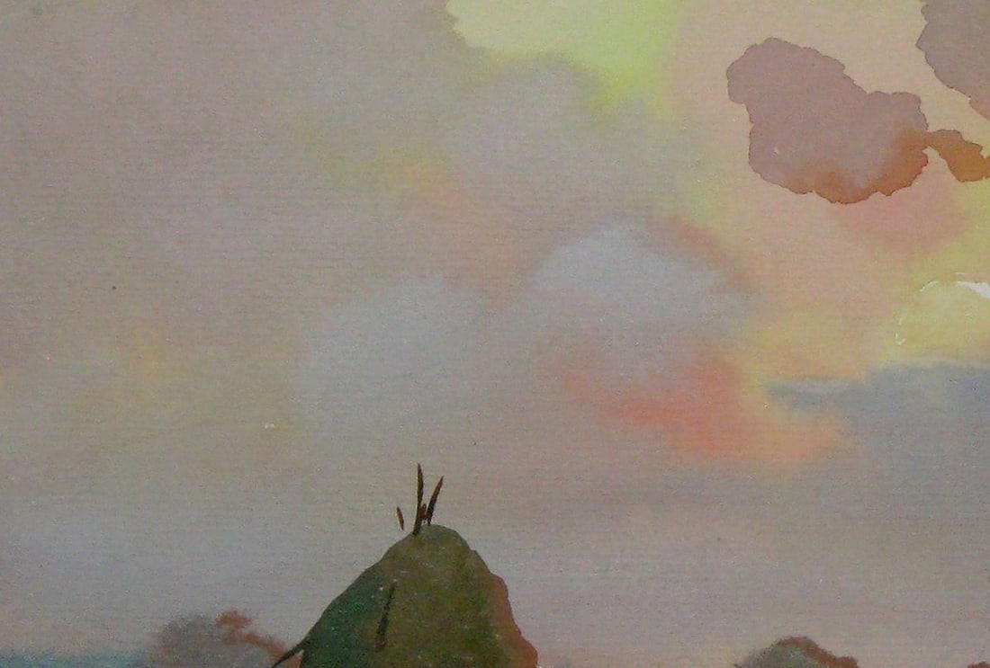 Watercolor painting The sun goes down Kalebets Valery - 2