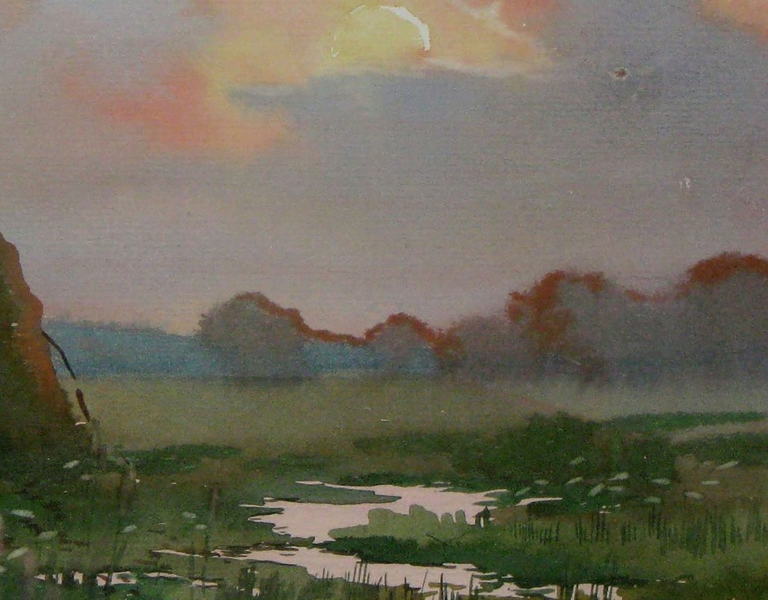 Watercolor painting The sun goes down Kalebets Valery - 5