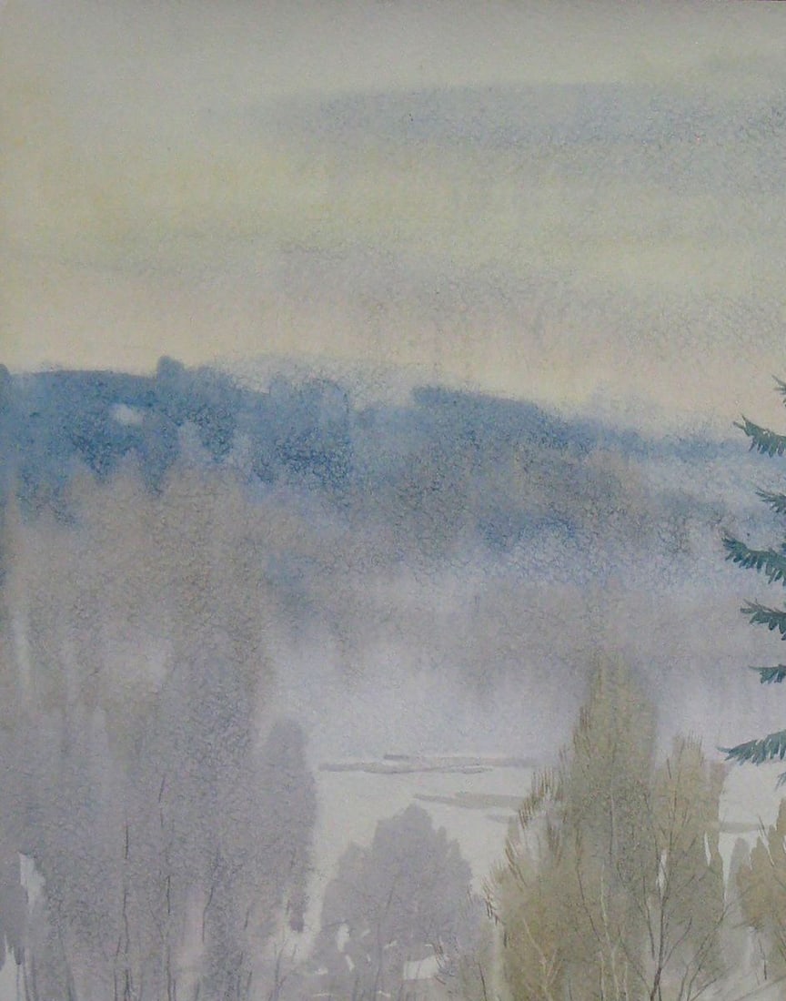 Watercolor painting Winter sleep Kalebets Valery - 2