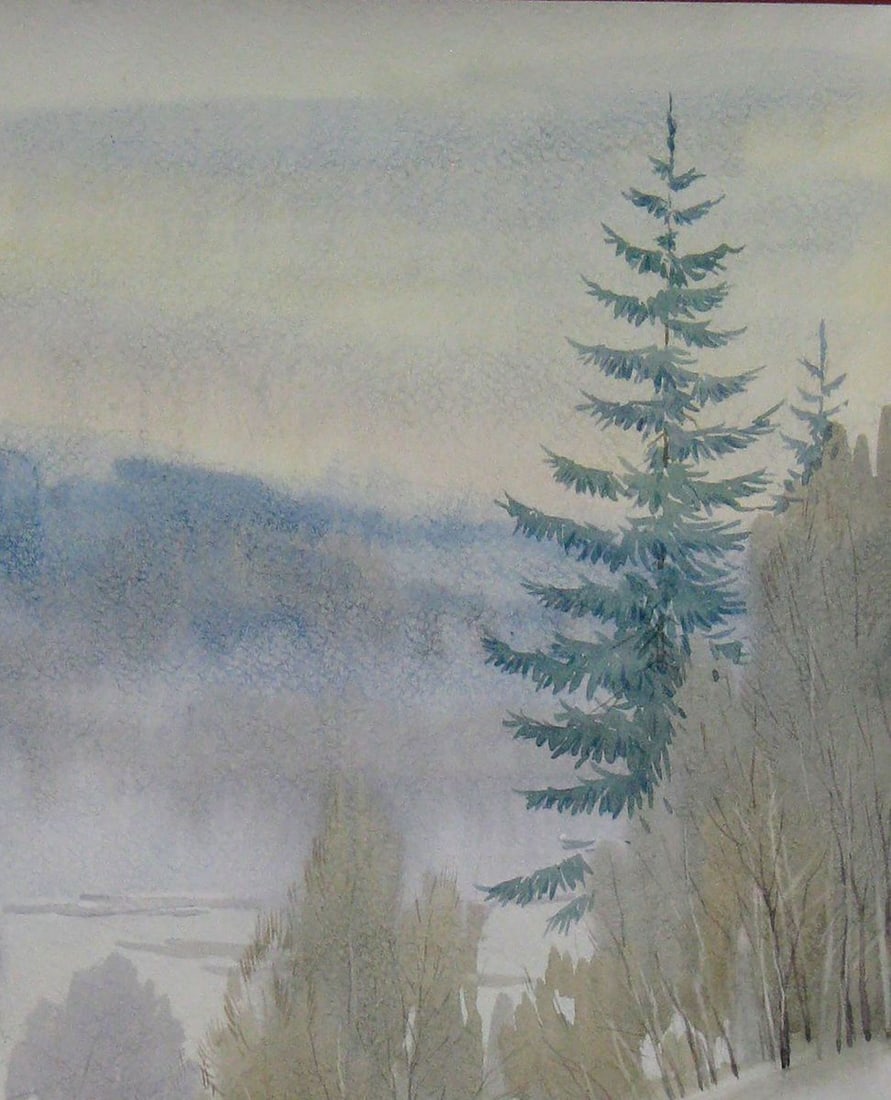 Watercolor painting Winter sleep Kalebets Valery - 3