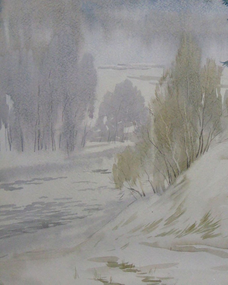 Watercolor painting Winter sleep Kalebets Valery - 4
