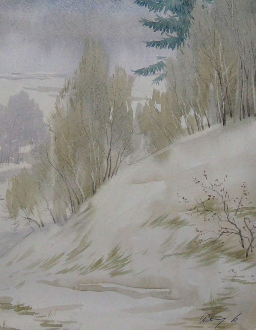 Watercolor painting Winter sleep Kalebets Valery - 5