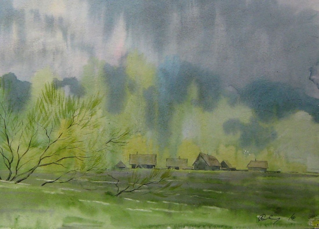 Watercolor painting After a thunderstorm Kalebets Valery - 5