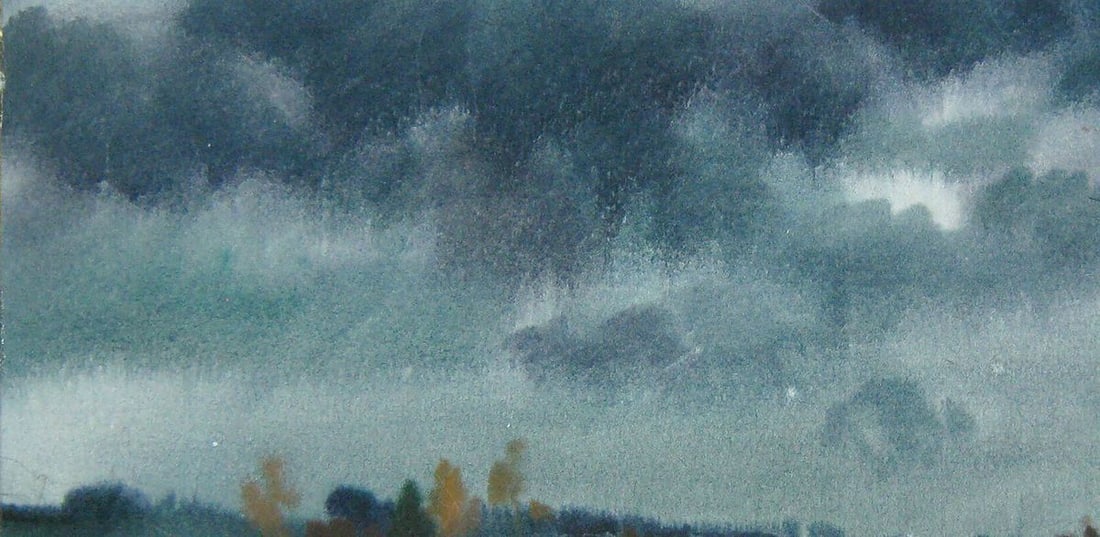 Watercolor painting Bad weather day Kalebets Valery - 3
