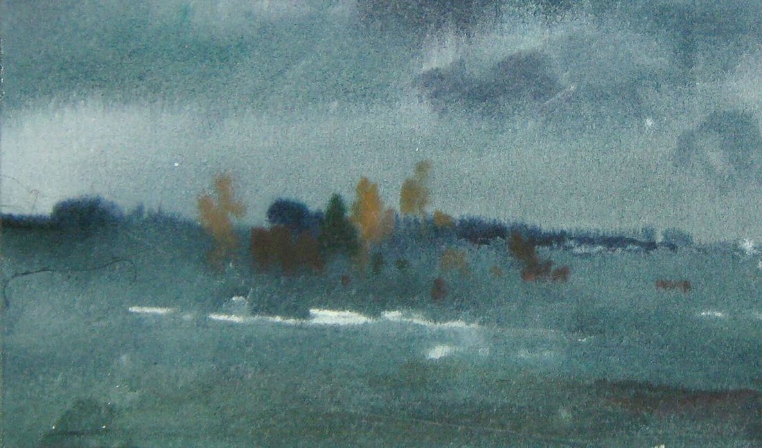 Watercolor painting Bad weather day Kalebets Valery - 4