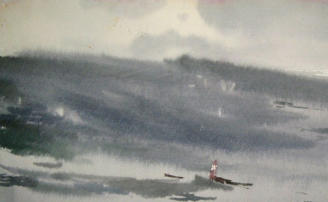 Watercolor painting Lake Kalebets Valery - 2