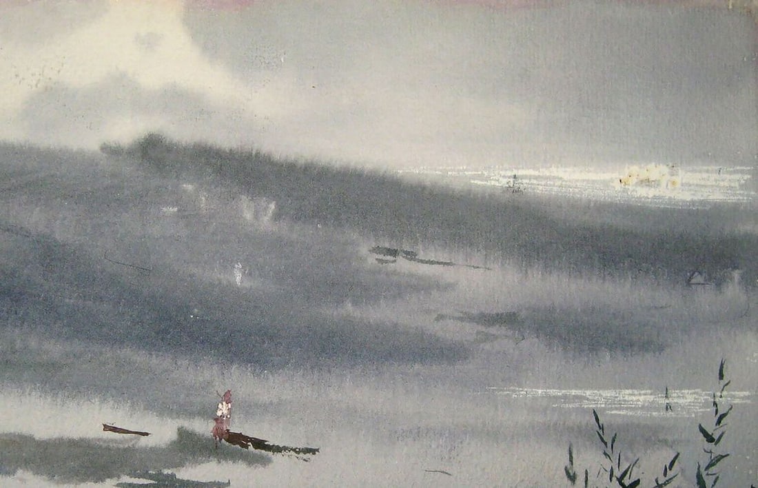 Watercolor painting Lake Kalebets Valery - 3
