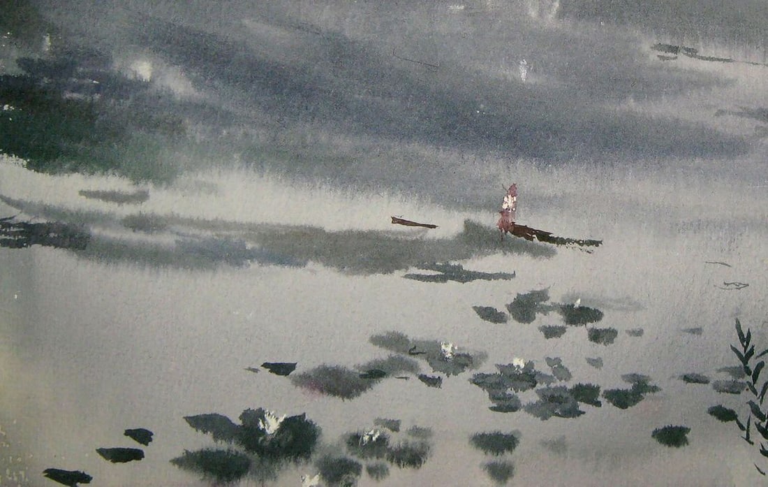 Watercolor painting Lake Kalebets Valery - 4
