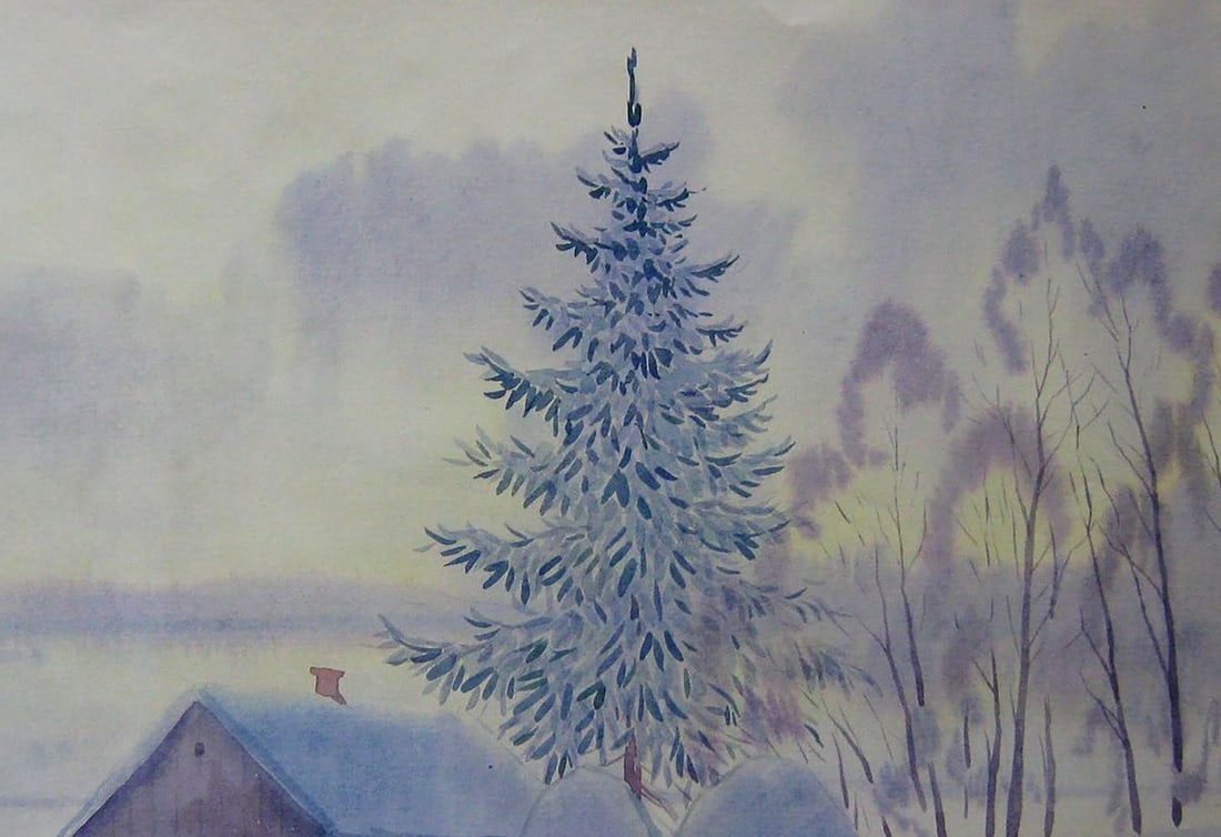 Watercolor painting January morning Kalebets Valery - 3