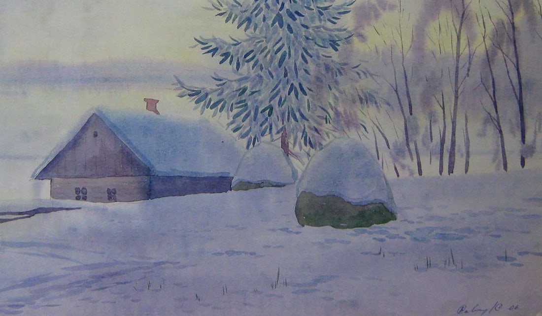 Watercolor painting January morning Kalebets Valery - 5