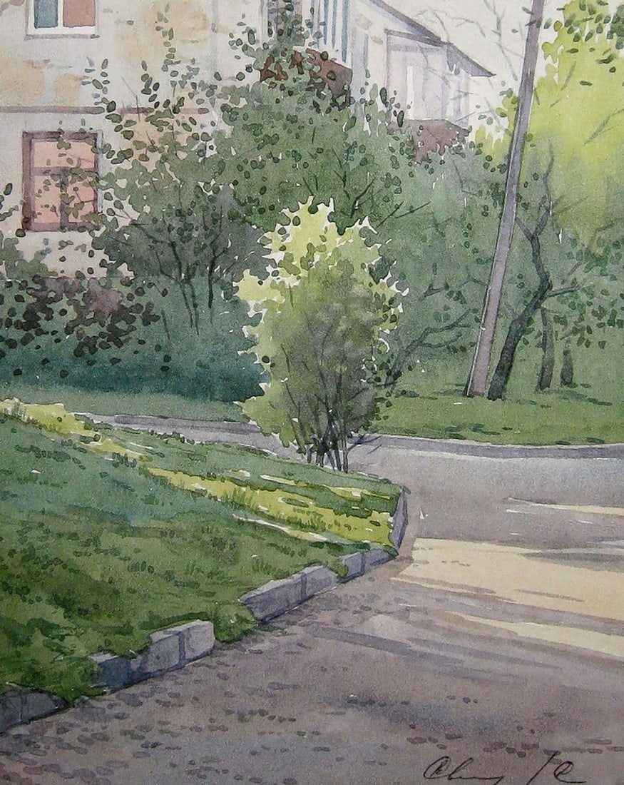 Watercolor painting July. Etude Kalebets Valery - 5