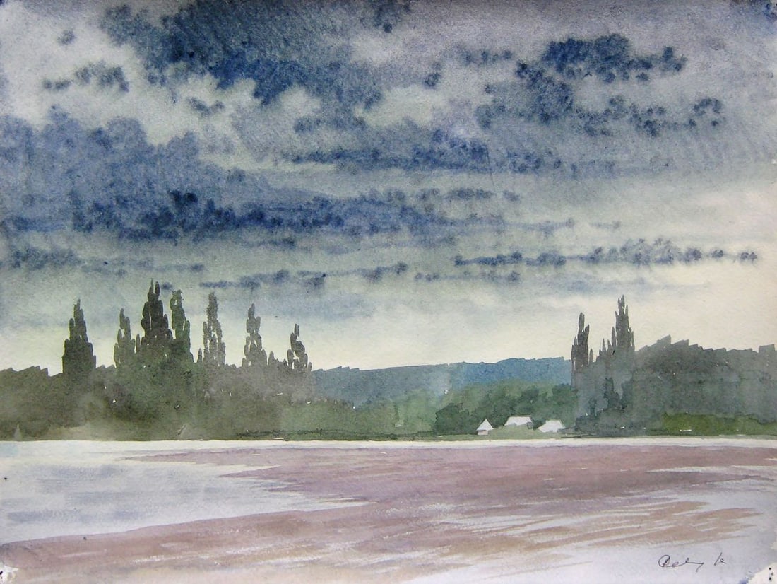 Watercolor painting Clouds are coming Kalebets Valery (1 of 5)