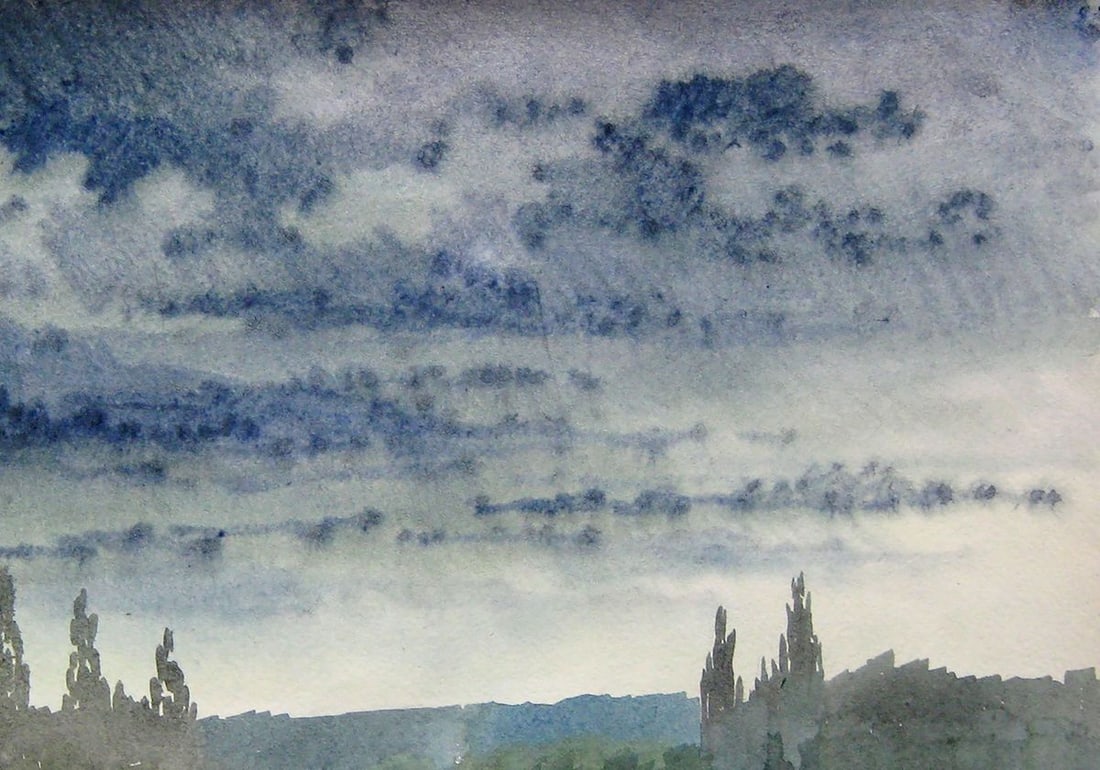 Watercolor painting Clouds are coming Kalebets Valery - 3