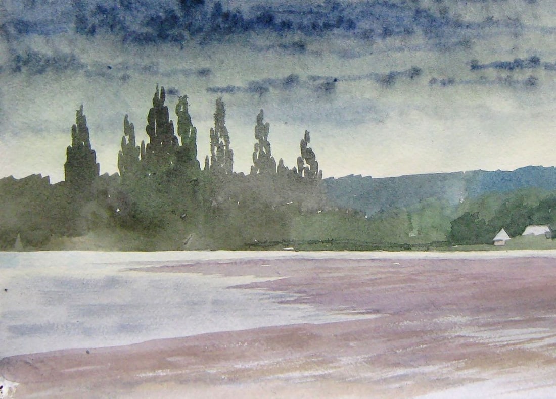 Watercolor painting Clouds are coming Kalebets Valery - 4