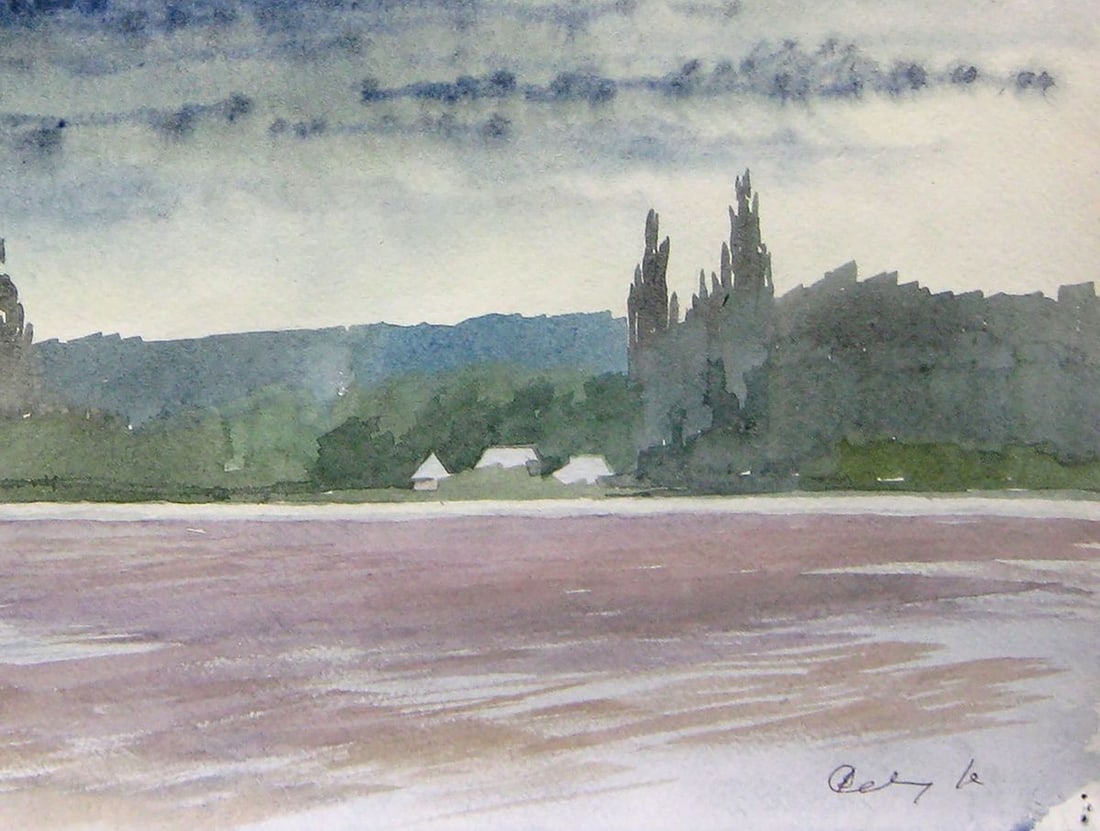 Watercolor painting Clouds are coming Kalebets Valery - 5