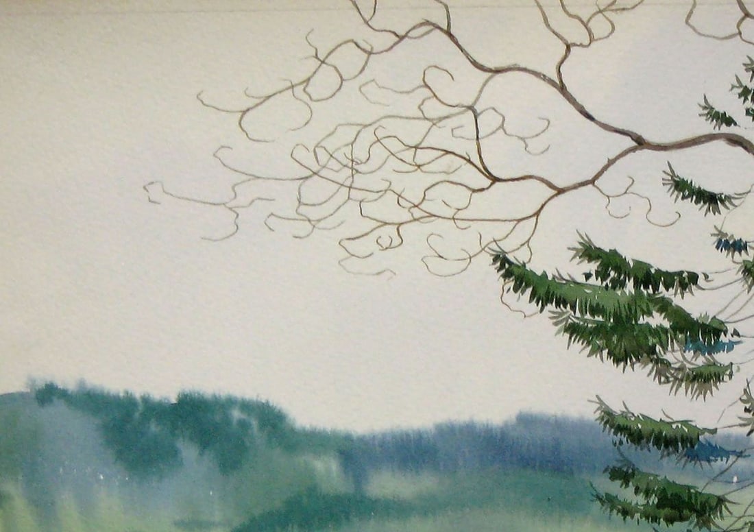 Watercolor painting By the river Kalebets Valery - 2