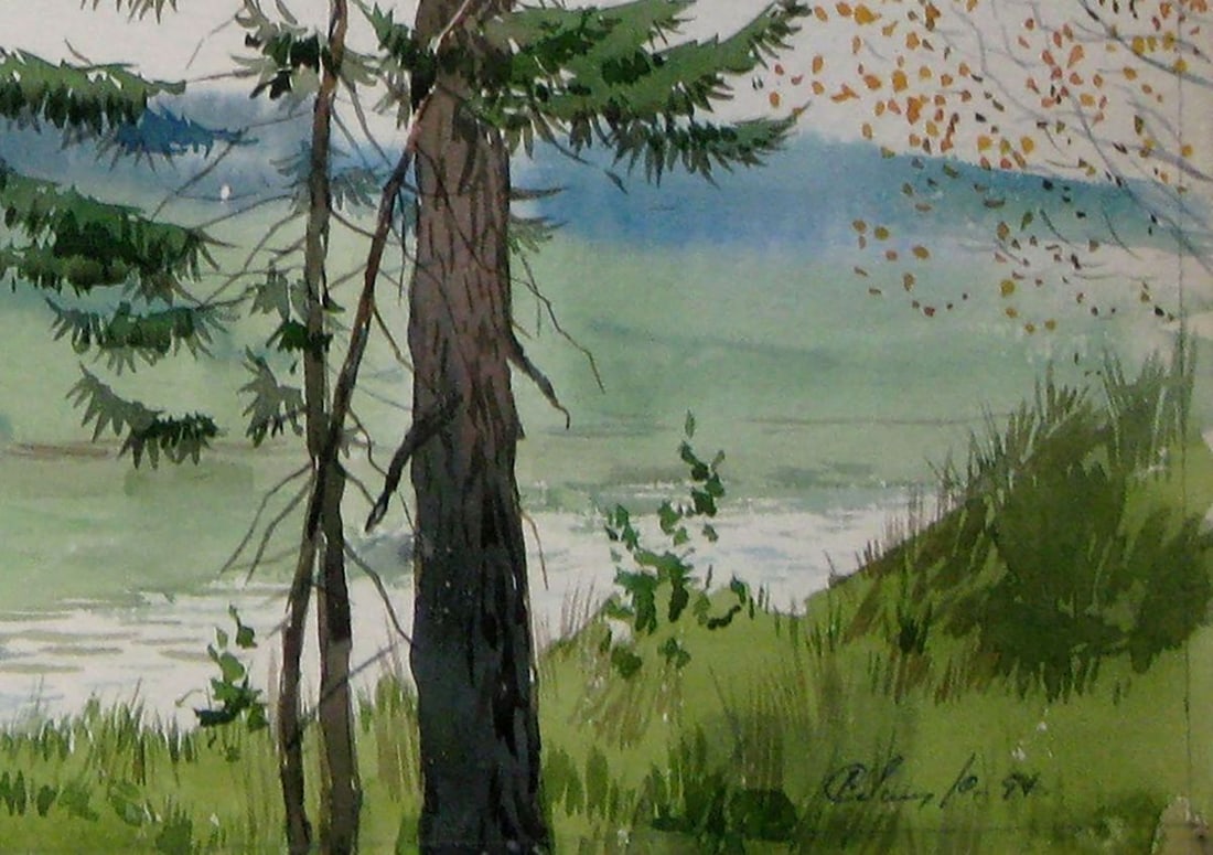 Watercolor painting By the river Kalebets Valery - 5