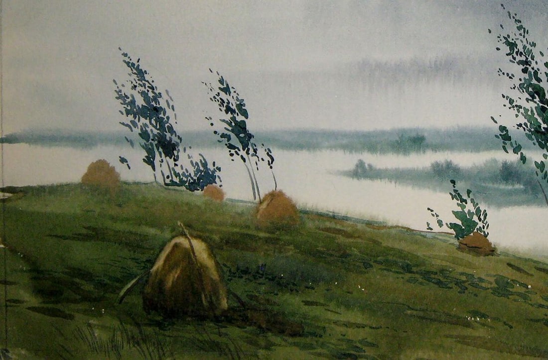 Watercolor painting Cold august Kalebets Valery - 4
