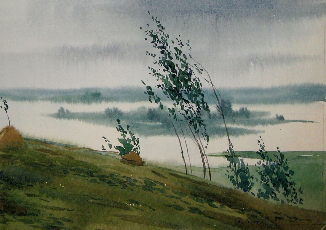 Watercolor painting Cold august Kalebets Valery - 5