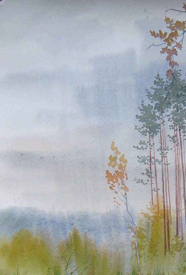 Watercolor painting Autumn sketch Kalebets Valery - 2