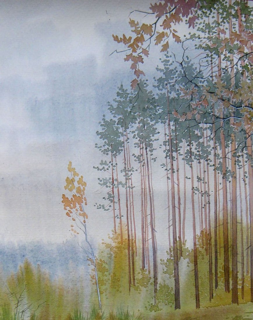 Watercolor painting Autumn sketch Kalebets Valery - 3