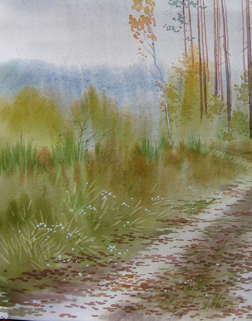 Watercolor painting Autumn sketch Kalebets Valery - 4