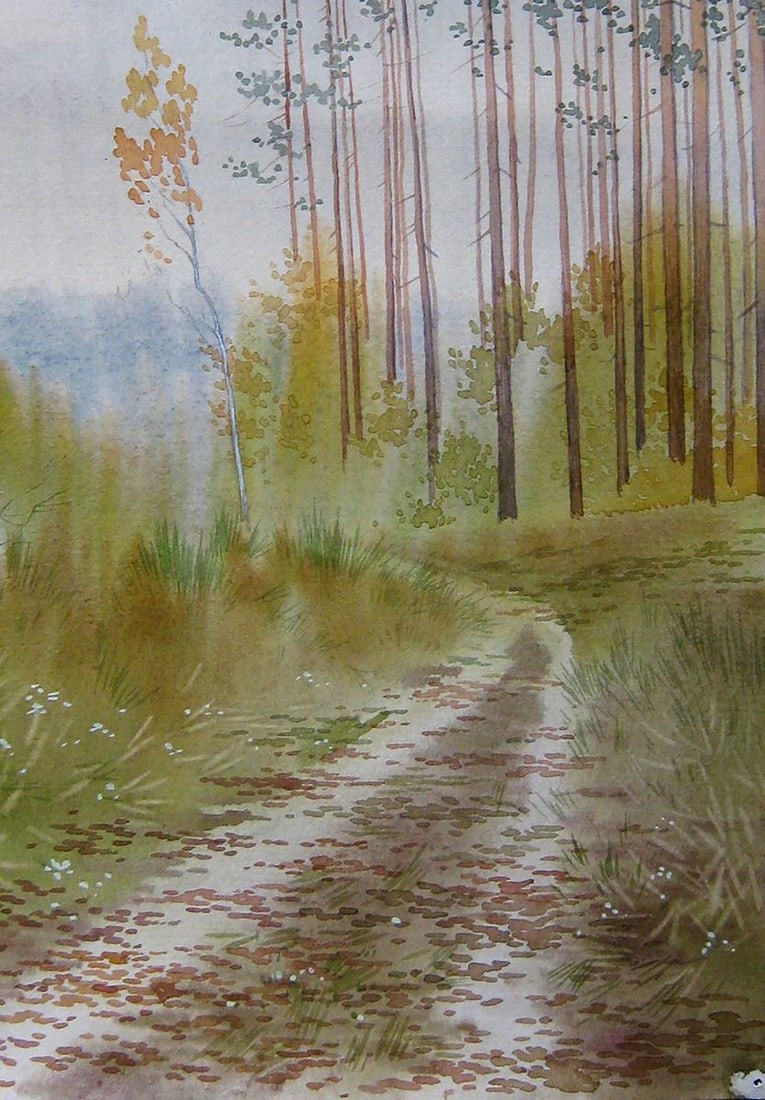 Watercolor painting Autumn sketch Kalebets Valery - 5