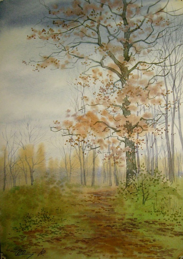 Watercolor painting Oak Kalebets Valery: Title: Watercolor painting Oak Kalebets Valery Description: NoSav 307 *** ABOUT THIS PAINTING *** * TITLE: "Oak" * ARTISTS: Kalebets Valery * SIZE: 30x21 cm/'11.81x8.26 inches' * MEDIUM: watercolor, p