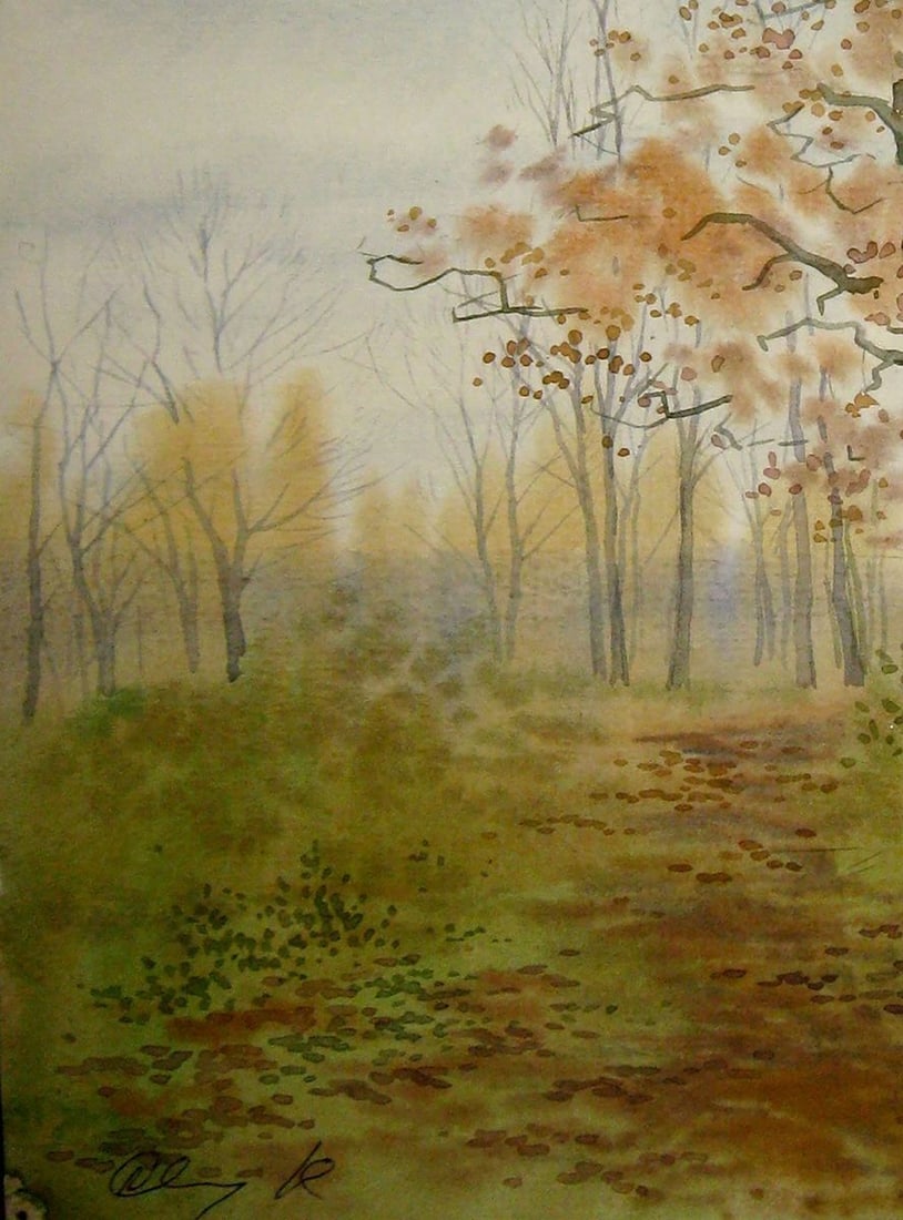 Watercolor painting Oak Kalebets Valery - 4