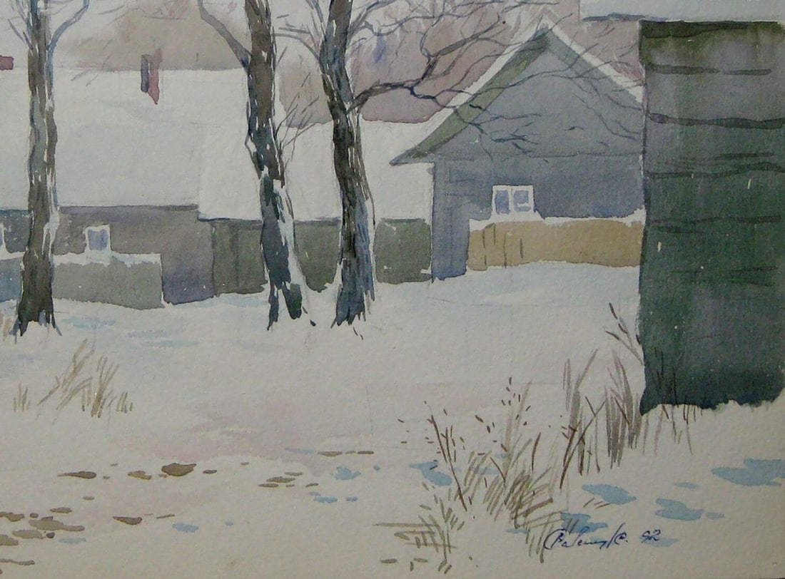 Watercolor painting The first snow fell Kalebets Valery - 5