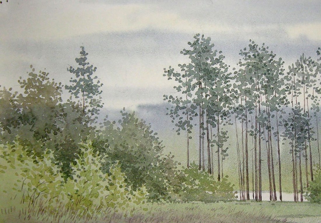 Watercolor painting Forest halt Kalebets Valery - 2