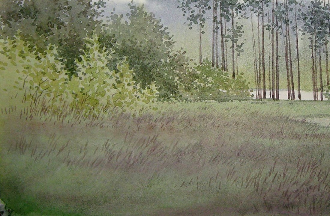 Watercolor painting Forest halt Kalebets Valery - 4