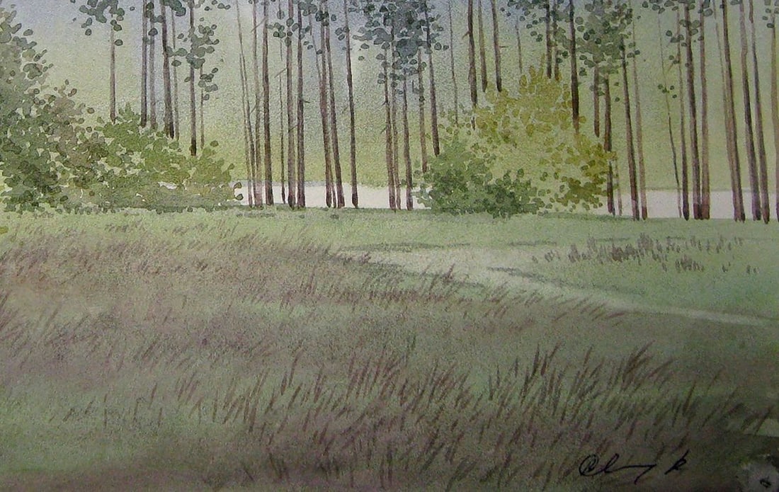 Watercolor painting Forest halt Kalebets Valery - 5