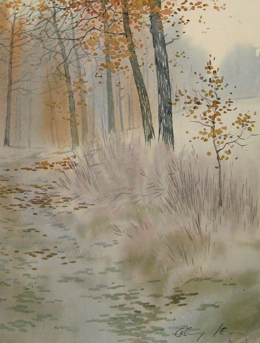 Watercolor painting Snowy forest Kalebets Valery - 5