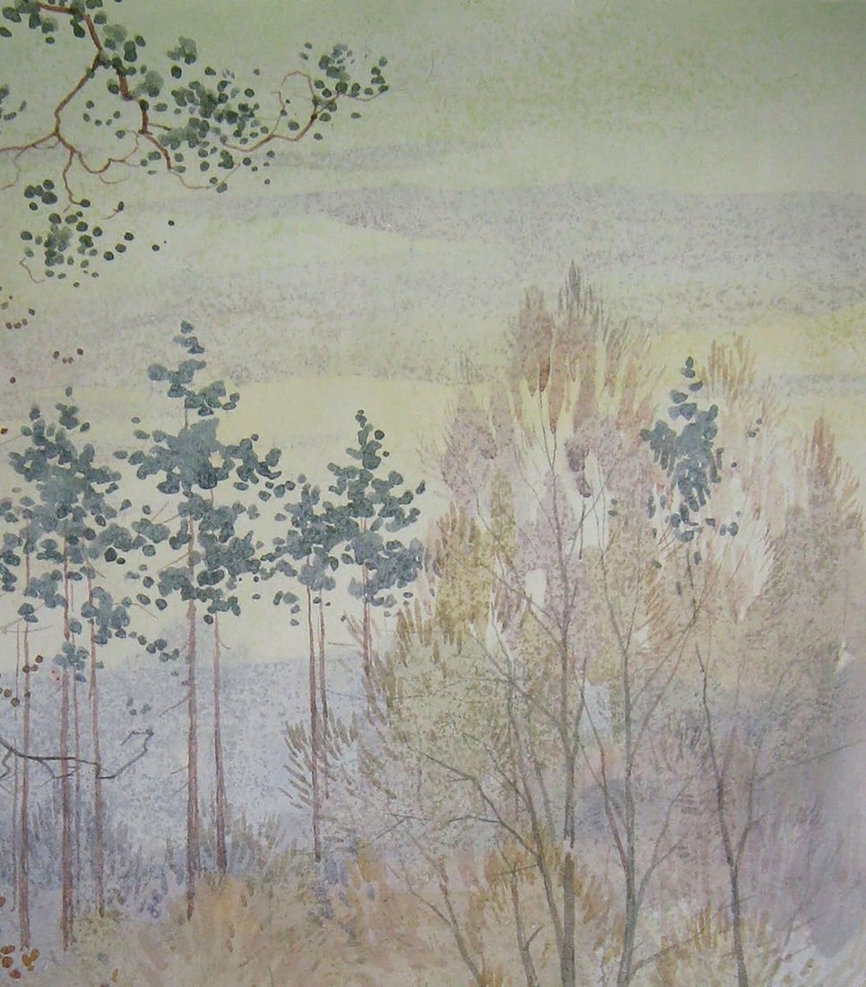 Watercolor painting In the winter forest Kalebets Valery - 3