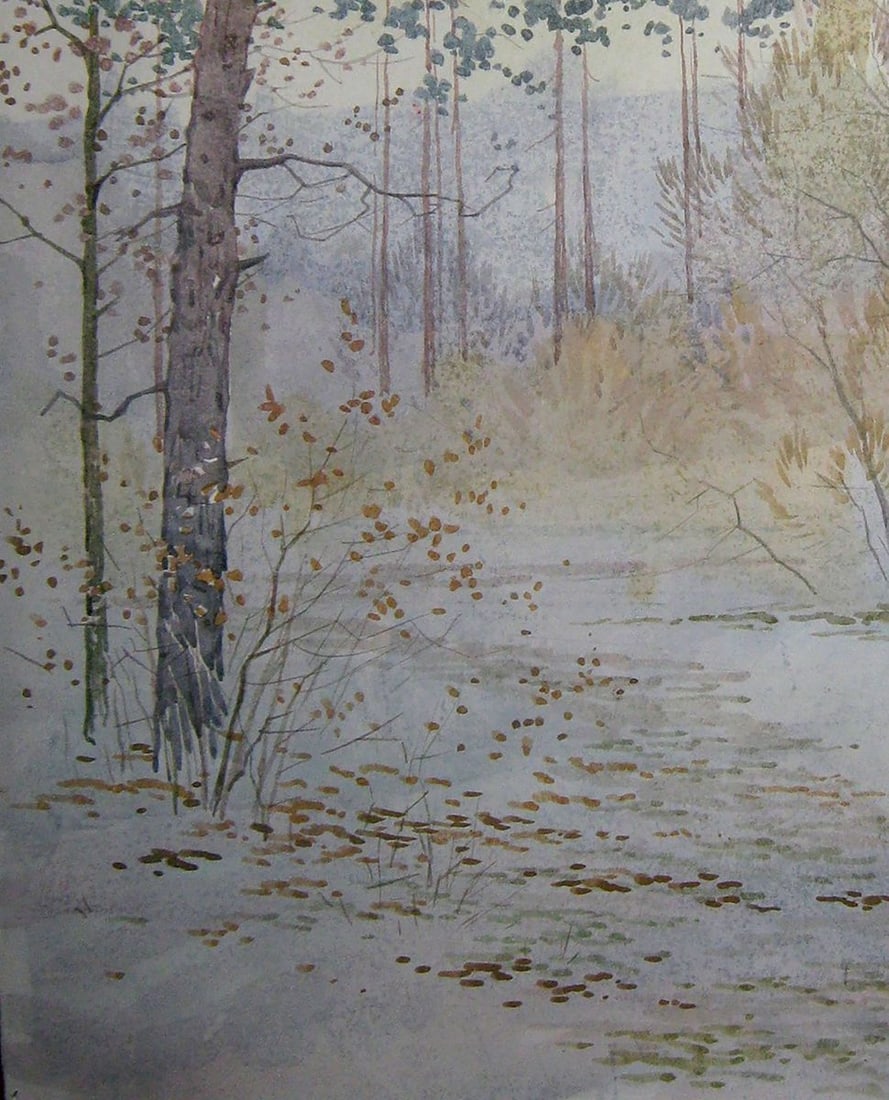 Watercolor painting In the winter forest Kalebets Valery - 4