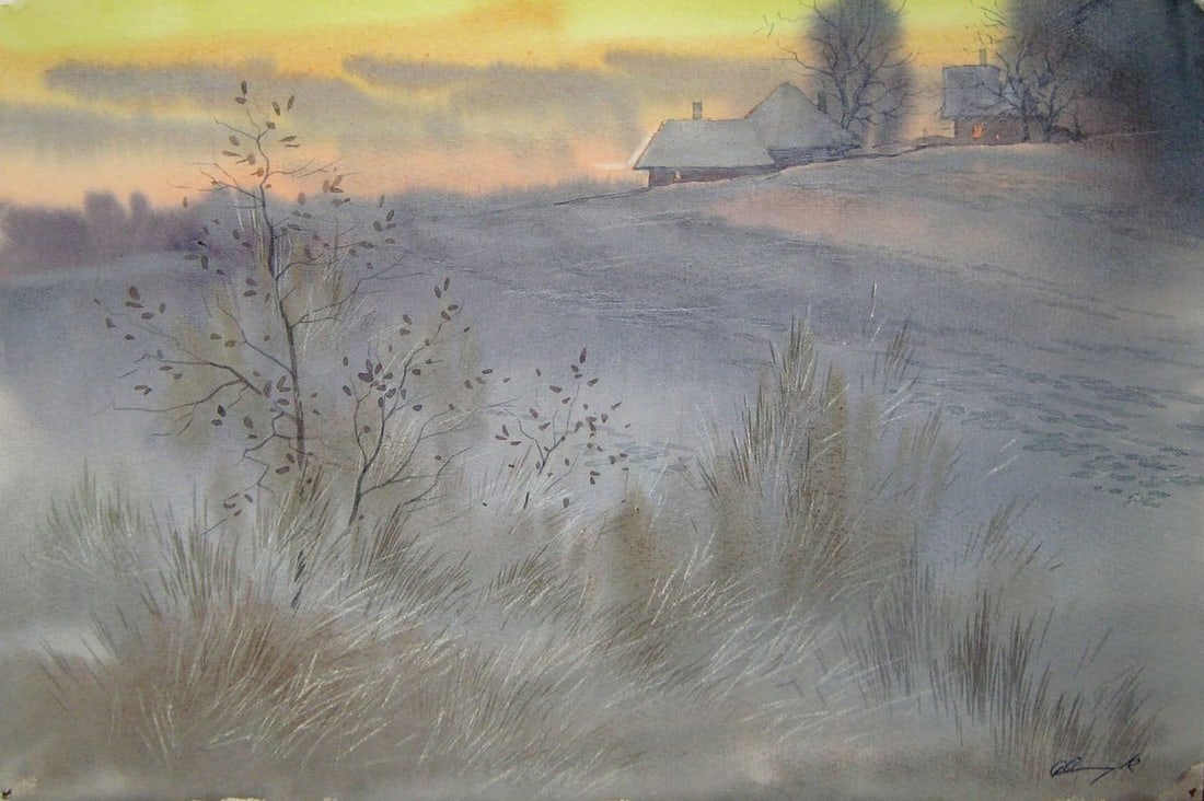 Watercolor painting Winter fantasy Kalebets Valery: Title: Watercolor painting Winter fantasy Kalebets Valery Description: NoSav 314 *** ABOUT THIS PAINTING *** * TITLE: "Winter fantasy" * ARTISTS: Kalebets Valery * SIZE: 30x45 cm/'11.81x17.71 inches' 