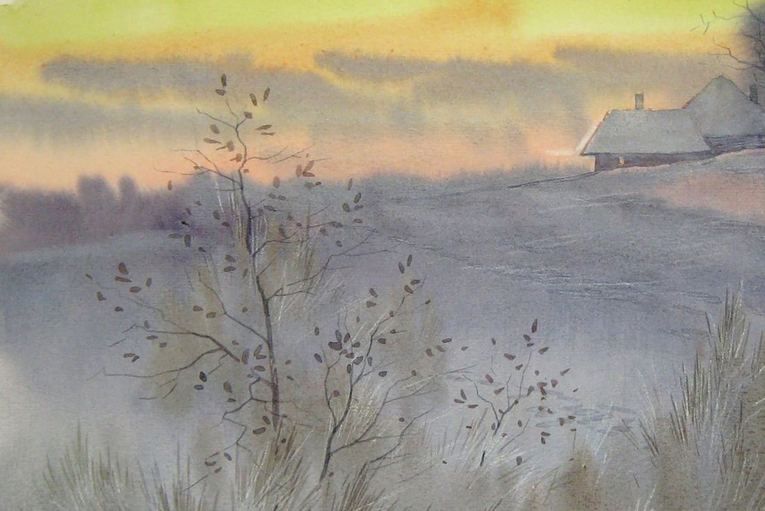 Watercolor painting Winter fantasy Kalebets Valery - 2