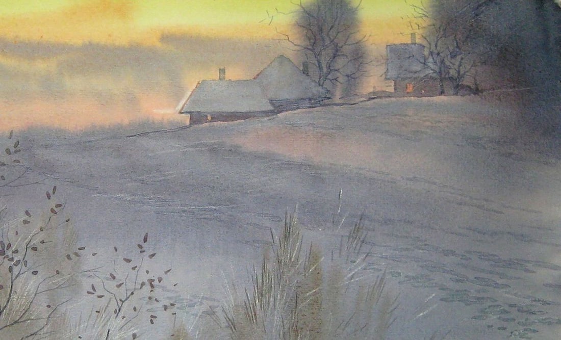 Watercolor painting Winter fantasy Kalebets Valery - 3
