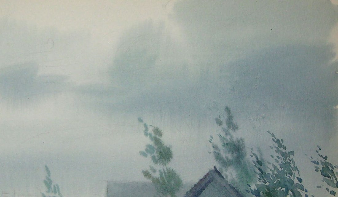 Watercolor painting Rainy morning Kalebets Valery - 3