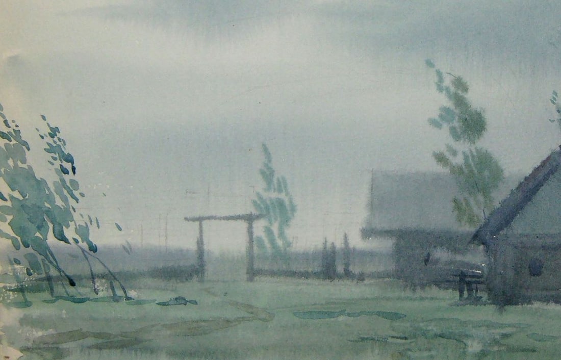 Watercolor painting Rainy morning Kalebets Valery - 4
