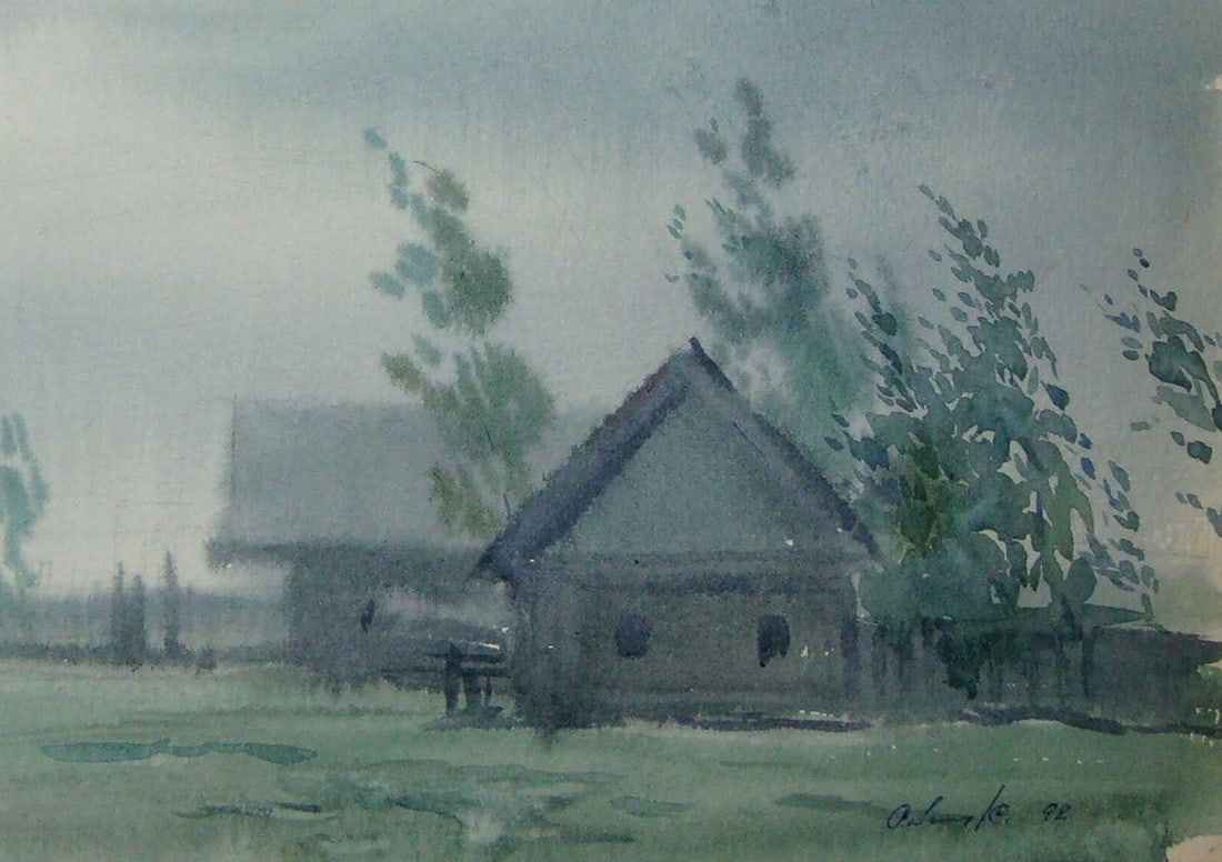 Watercolor painting Rainy morning Kalebets Valery - 5