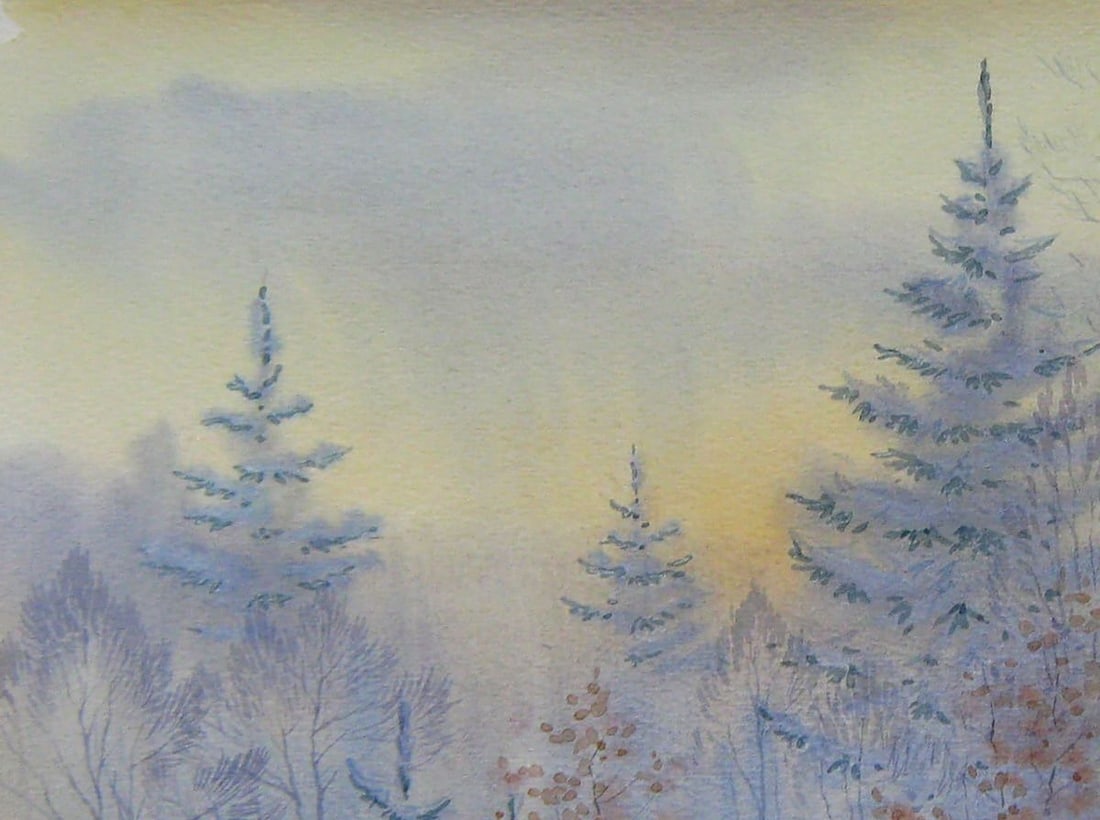 Watercolor painting Frosty morning Kalebets Valery - 2