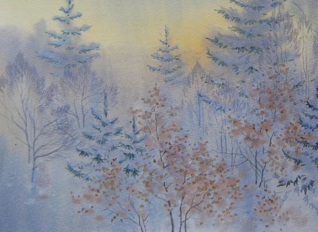 Watercolor painting Frosty morning Kalebets Valery - 4