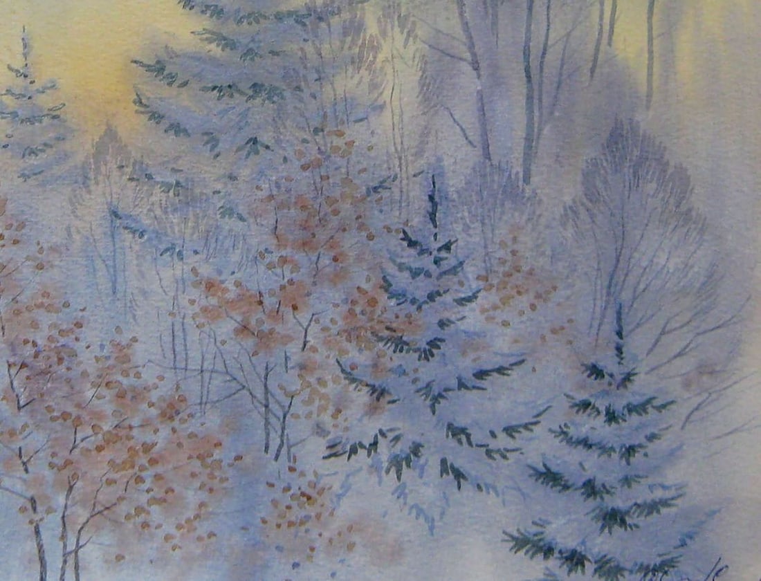 Watercolor painting Frosty morning Kalebets Valery - 5