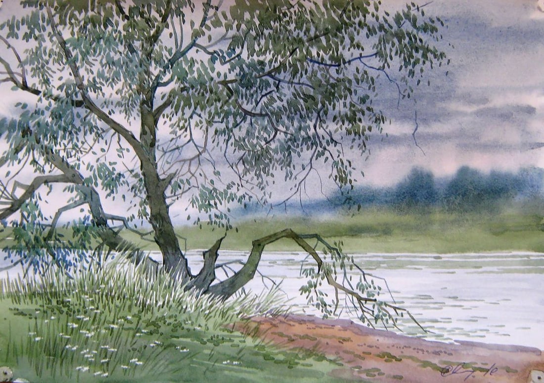 Watercolor painting Old tree Kalebets Valery: Title: Watercolor painting Old tree Kalebets Valery Description: NoSav 320 *** ABOUT THIS PAINTING *** * TITLE: "Old tree" * ARTISTS: Kalebets Valery * SIZE: 21x30 cm/'8.26x11.81 inches' * MEDIUM: wat